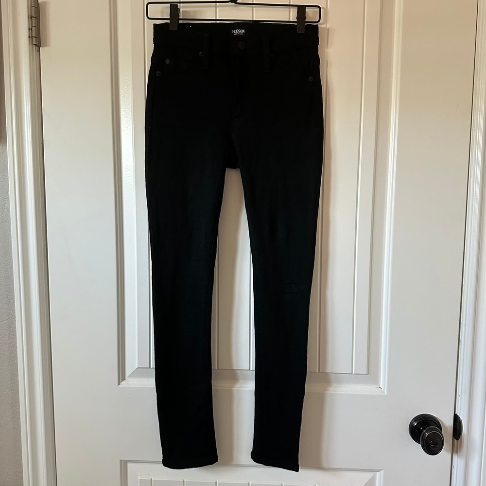 Hudson Barbara High Waist‎ Super Skinny Black Alligator Crocodile Jeans Size 25